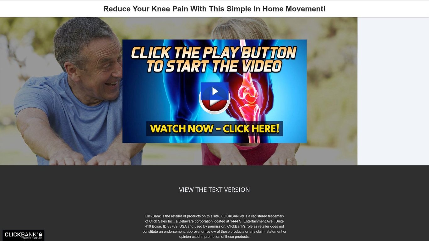 The Knee Pain Relief Codes Program: 90% Commissions