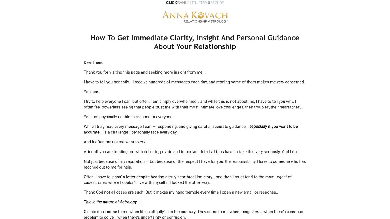 Anna Kovach's VIP Astrology Consultation & Book Funnels