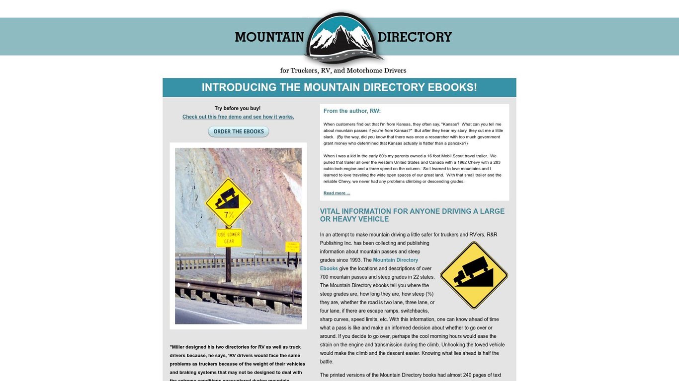 Mountain Directory: A Guide for Truckers, RV and Motorhome Drivers