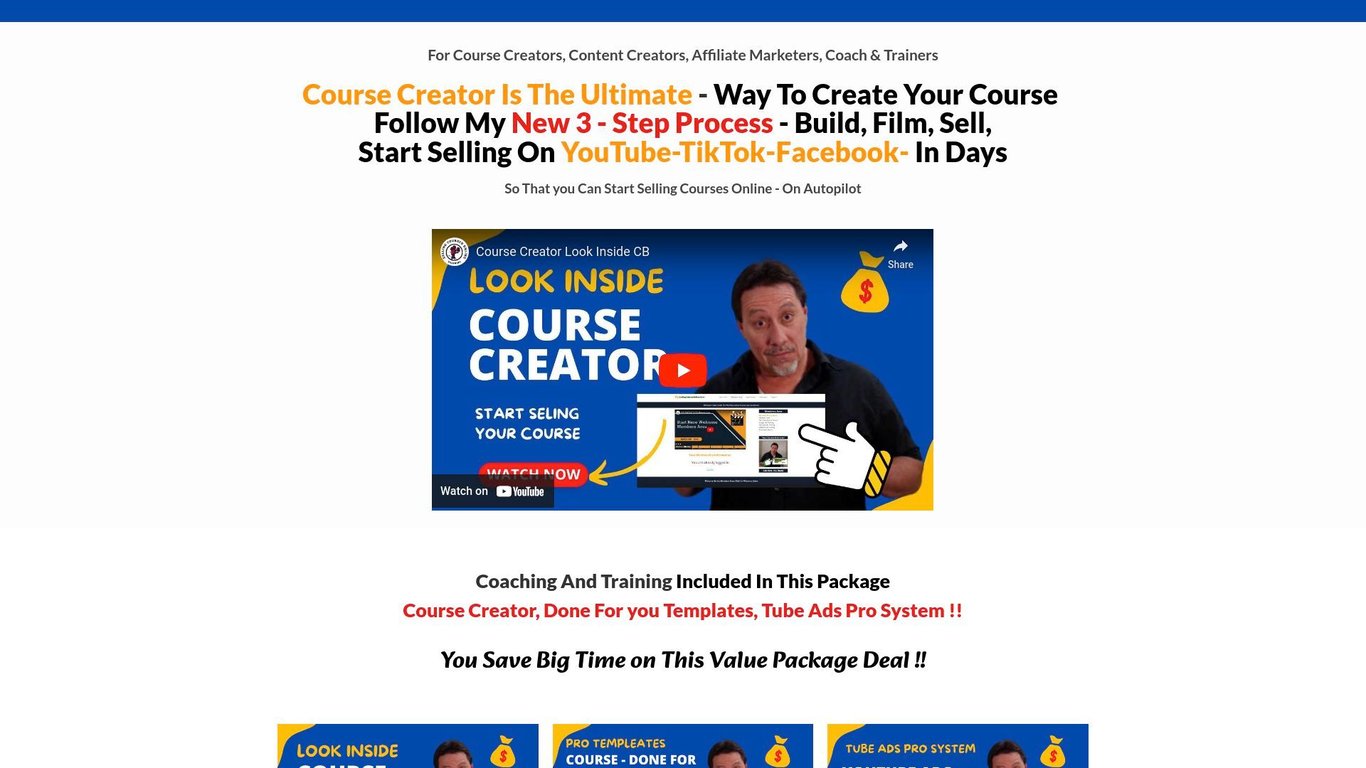 Course Creator System, - Upsell Four Products On Funnel To Promote