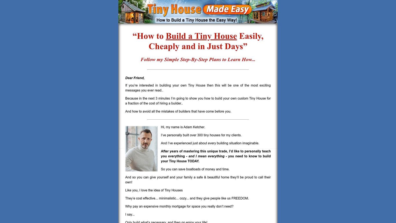 Tiny House Made Easy ~ 12.4% Conv ~ $100 First Sale Bonus