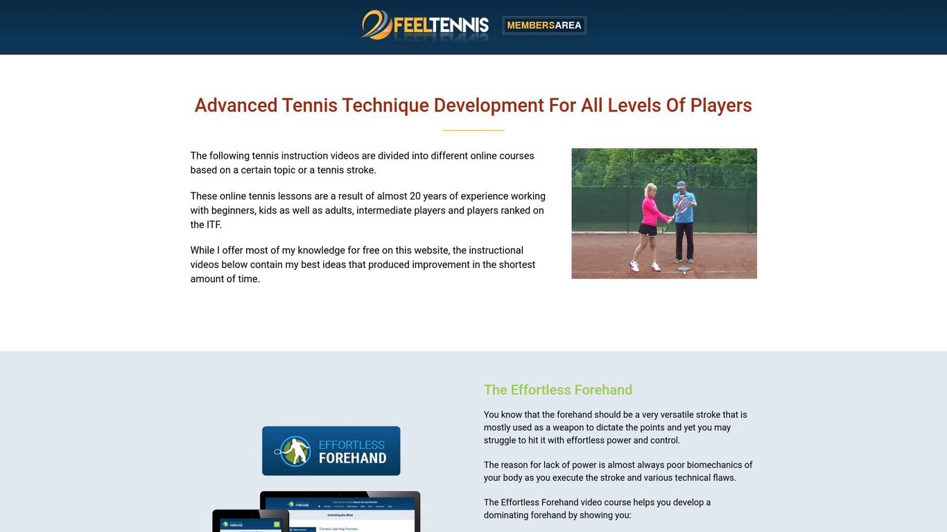 Feel Tennis Online Video Instruction Courses