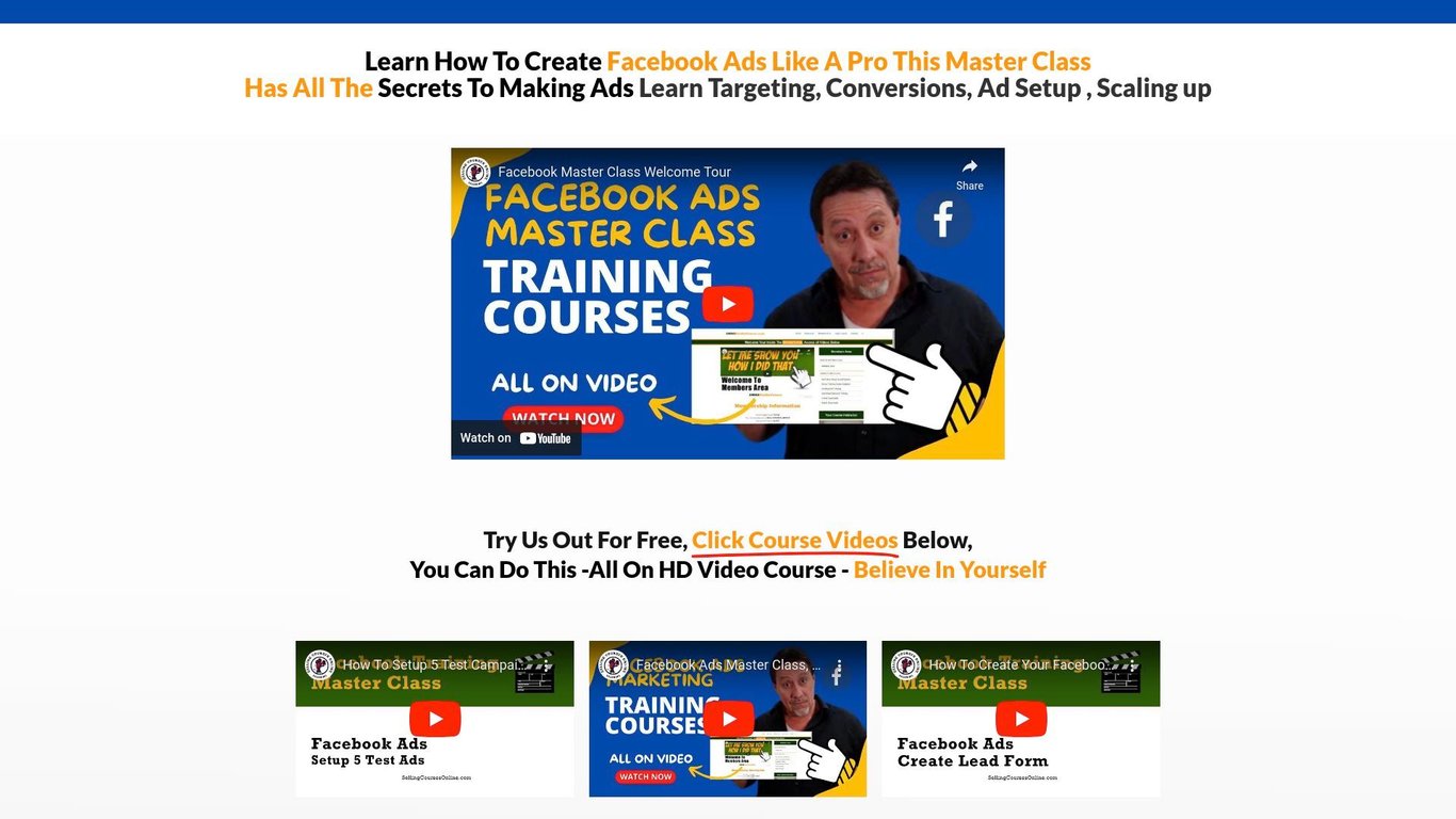 Facebook Master Class System- Upsell Four Products On Funnel