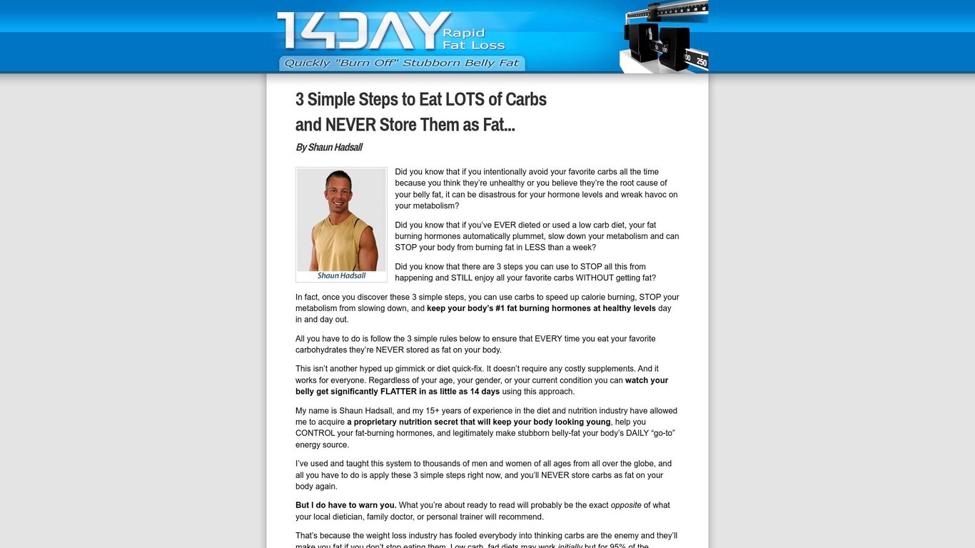 14 Day Rapid Fat Loss Macro-Patterning Nutrition & Exercise System