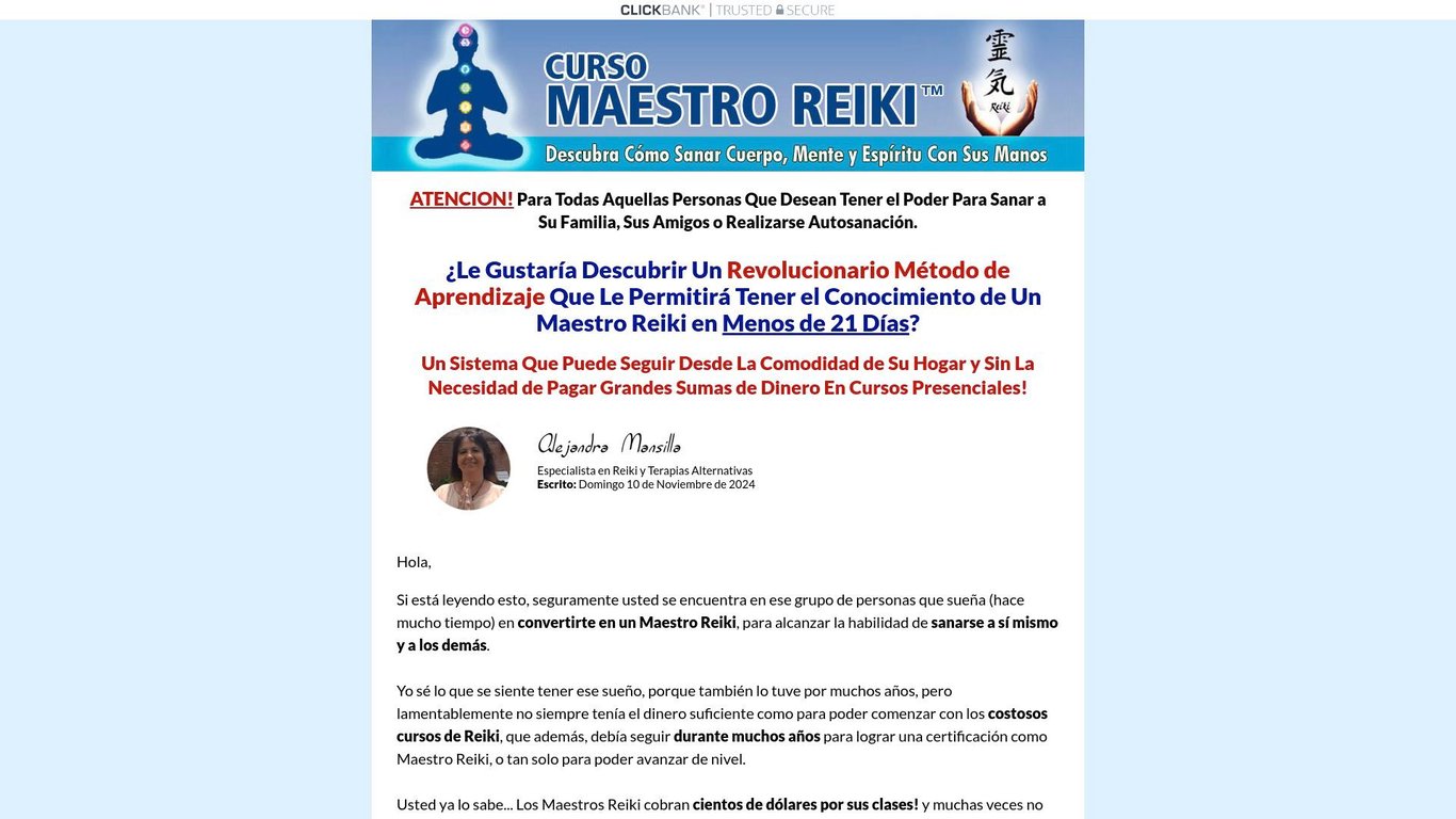 Curso Maestro Reiki - Unico en Español. 90% Comision