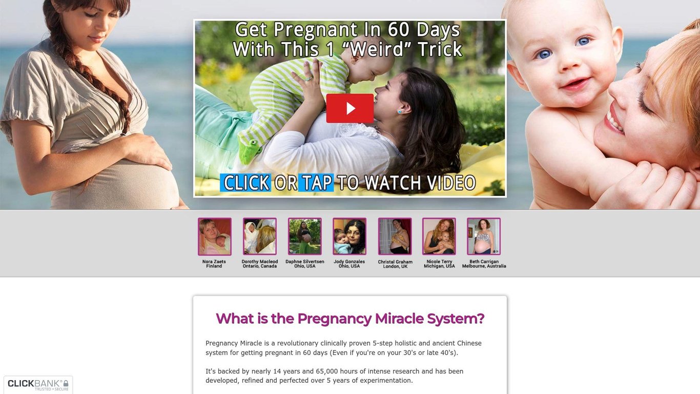 Pregnancy Miracle(tm)~ Top CB Infertility Offer~ $100 Bonus~ 90% Comm