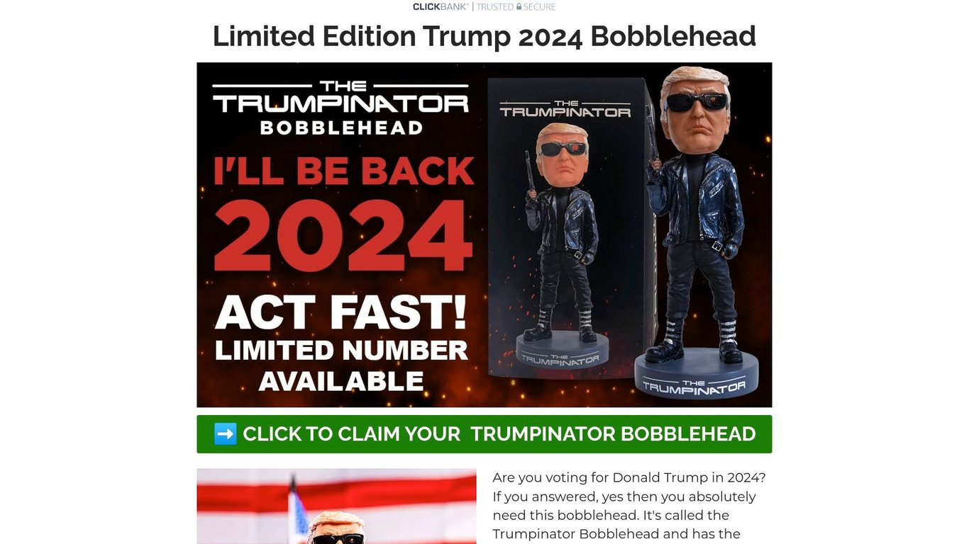 The Trumpinator Bobblehead - HIGHLY CONVERTING! GREAT PAYOUTS!