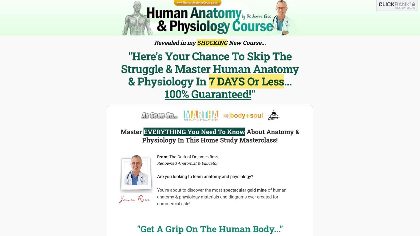 UPDATED! Human Anatomy & Physiology Course - $55.81 Per Sale!