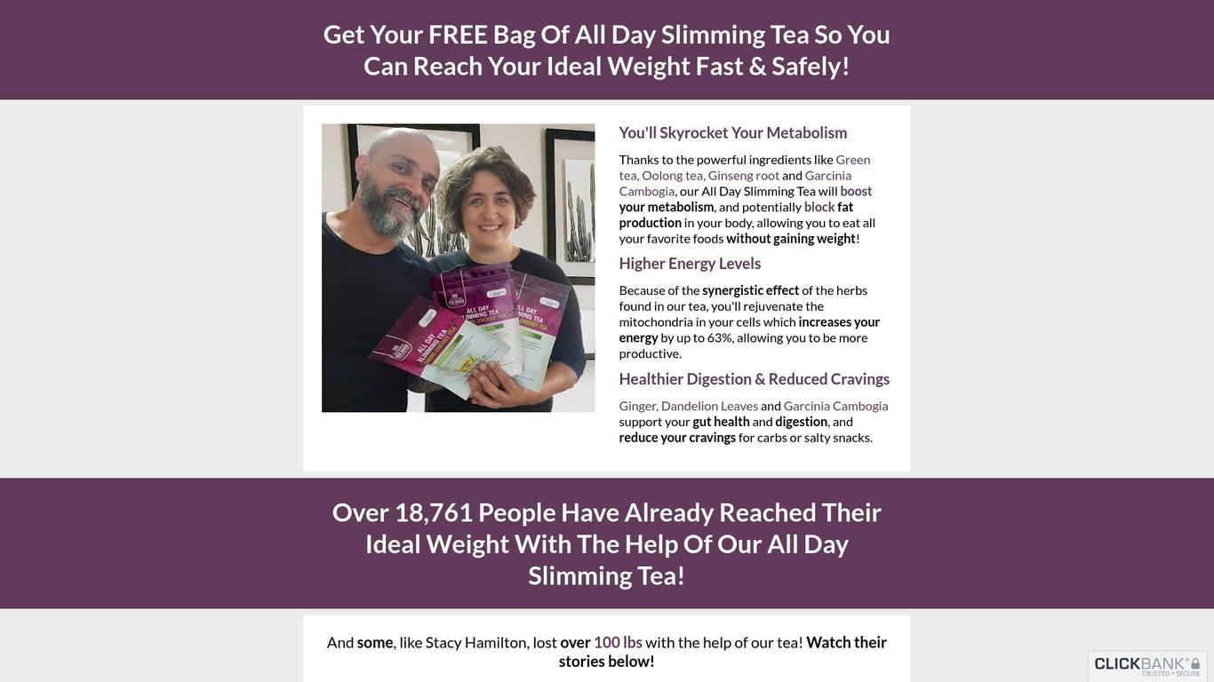 All Day Slimming Tea NEW FREE + Shipping Funnel