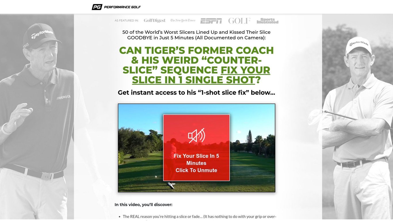 Performance Golf - One Shot Slice Fix - NEW Offer on CB - High EPCs!