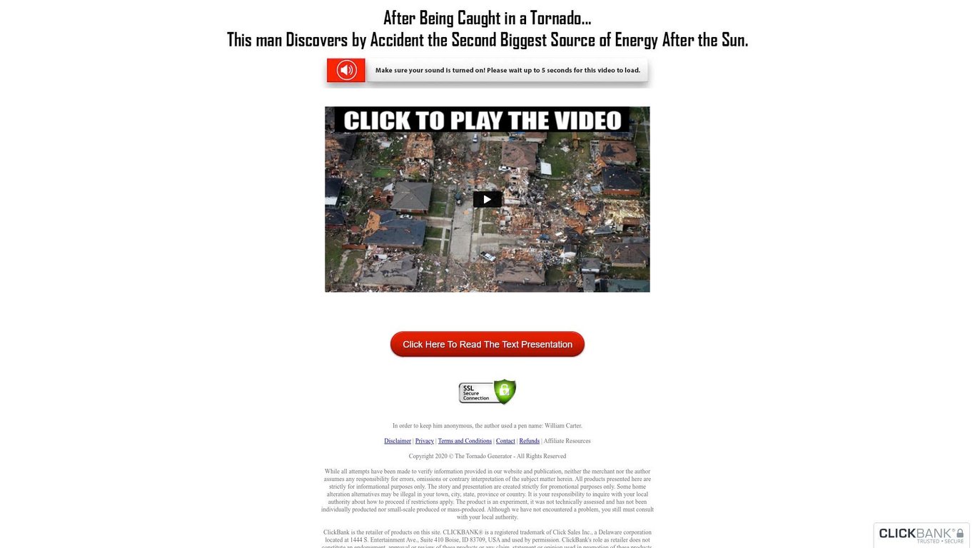 Hot Green Energy Offer! The Tornado Energy Generator! Crazy $2+ EPC.