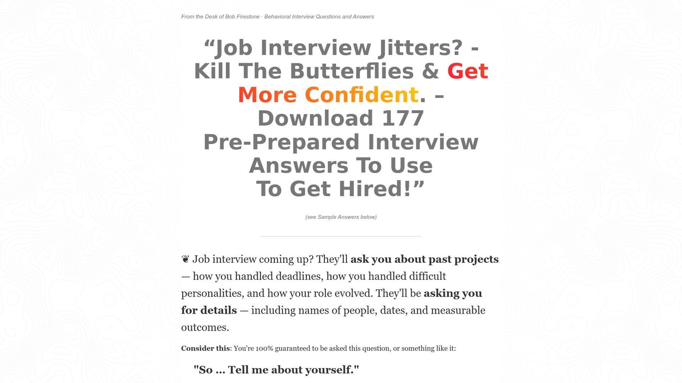 Ultimate Guide To Job Interview Answers - $20 per sale in Career Niche