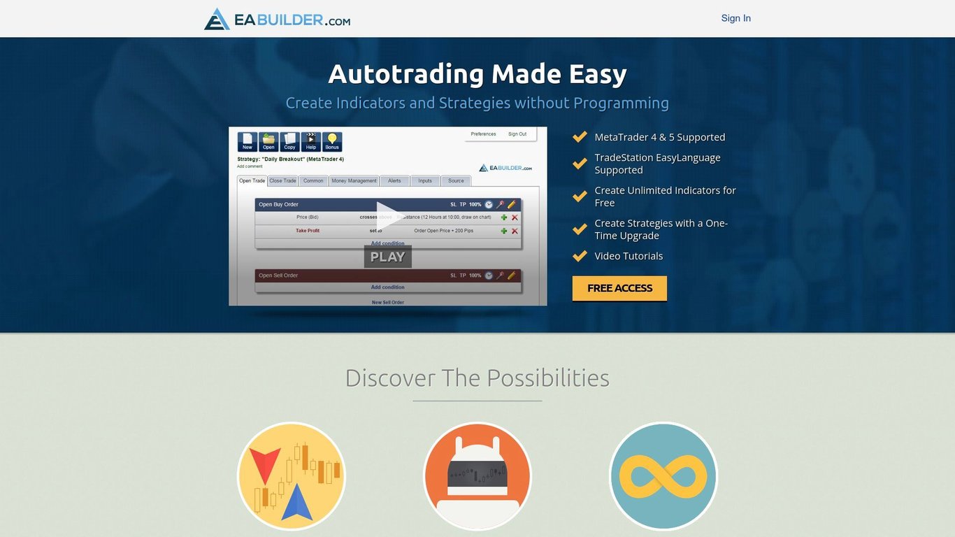 EA Builder - Autotrading Made Easy