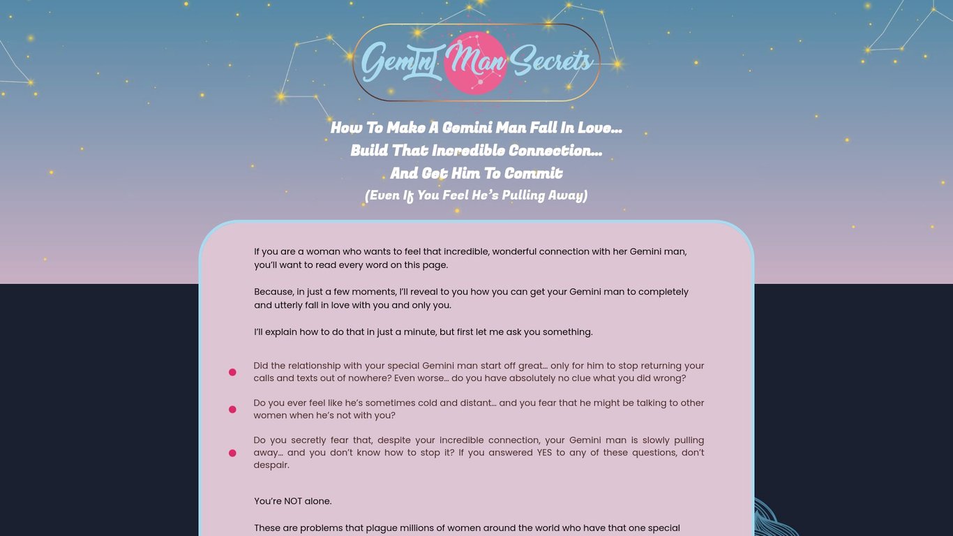 Gemini Man Secrets: Make MASSIVE Cash In “Tiny” Astro-Love Niche