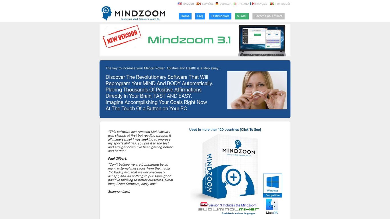 Mindzoom Affirmations Subliminal Software. #1 converting software.