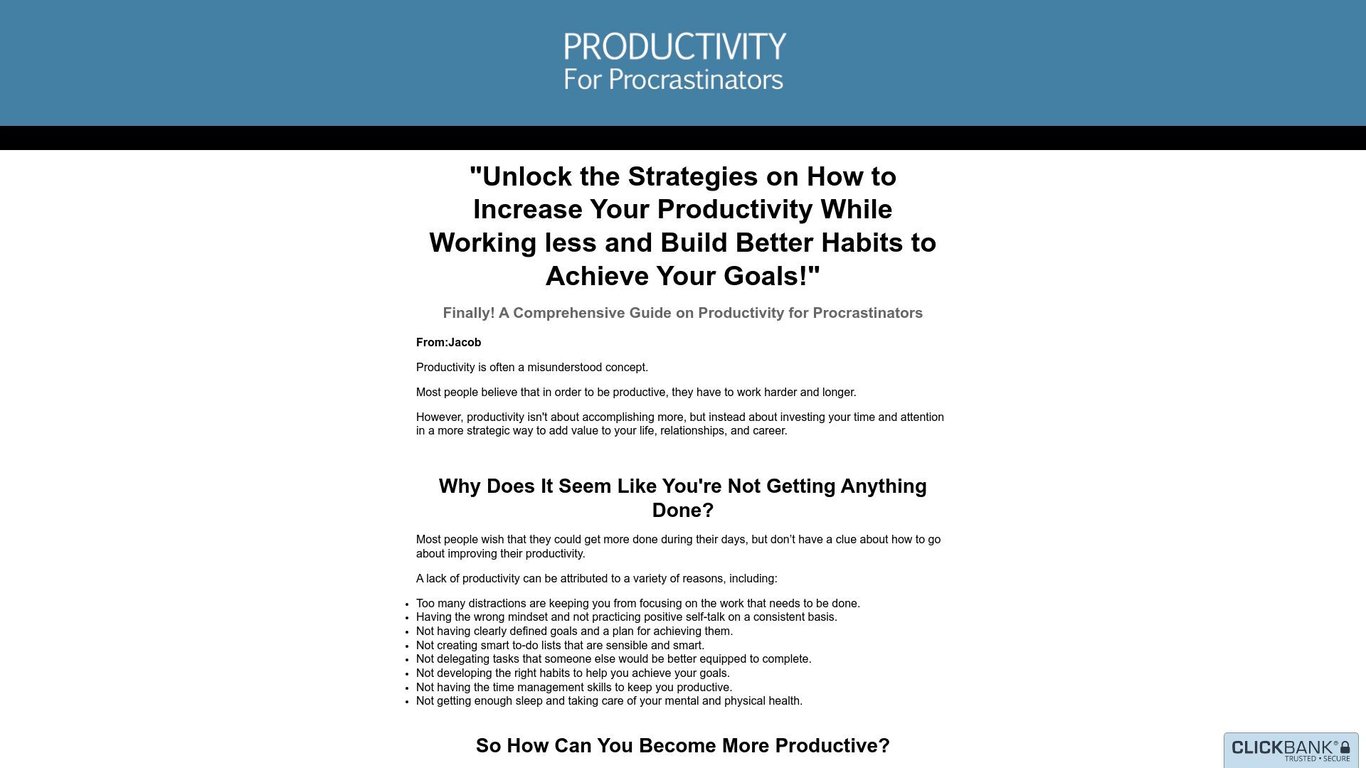 Productivity For Procrastinators