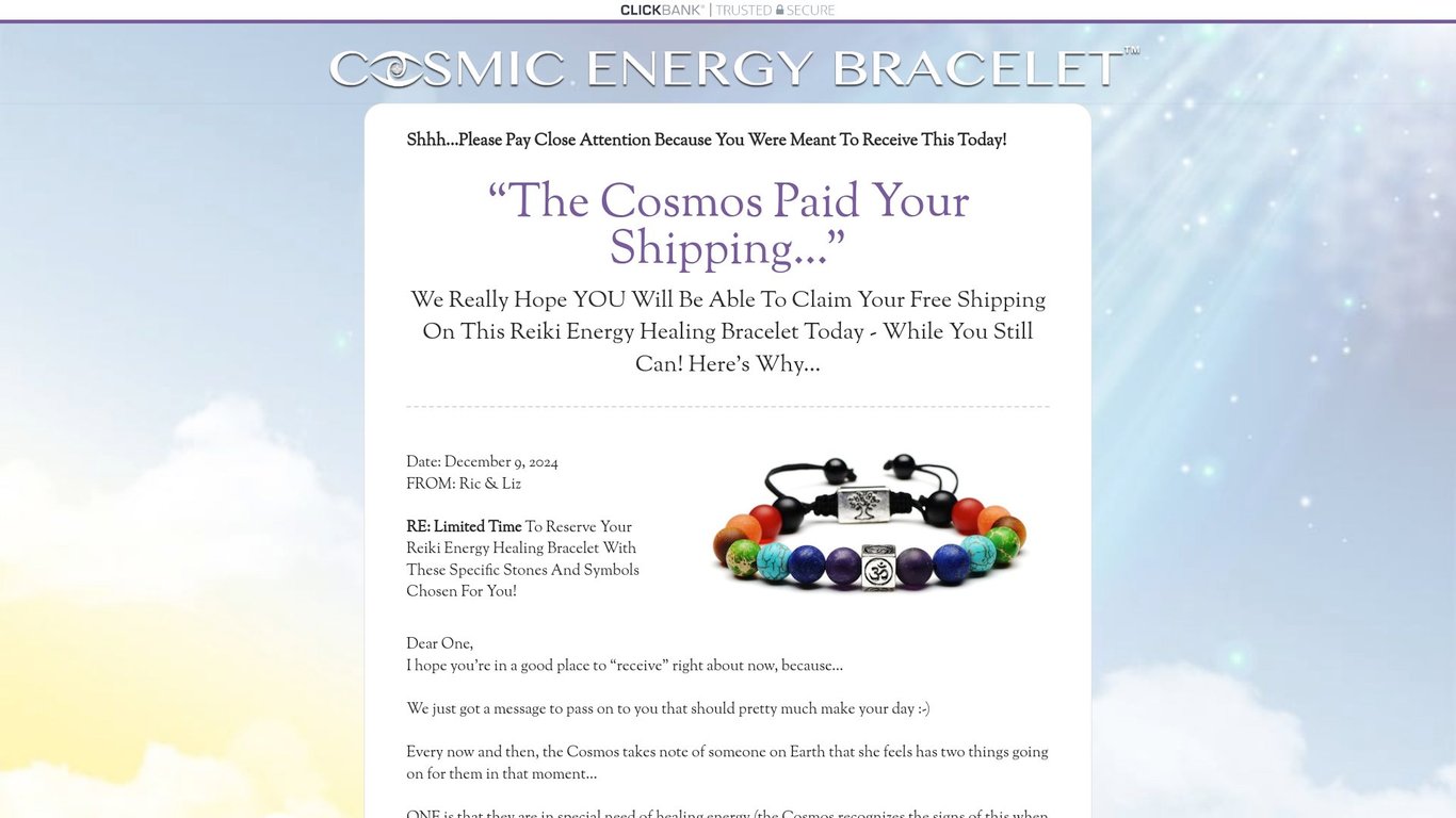 New higher AOVs! Reiki Energy Bracelet (Free Shipping) Full funnel