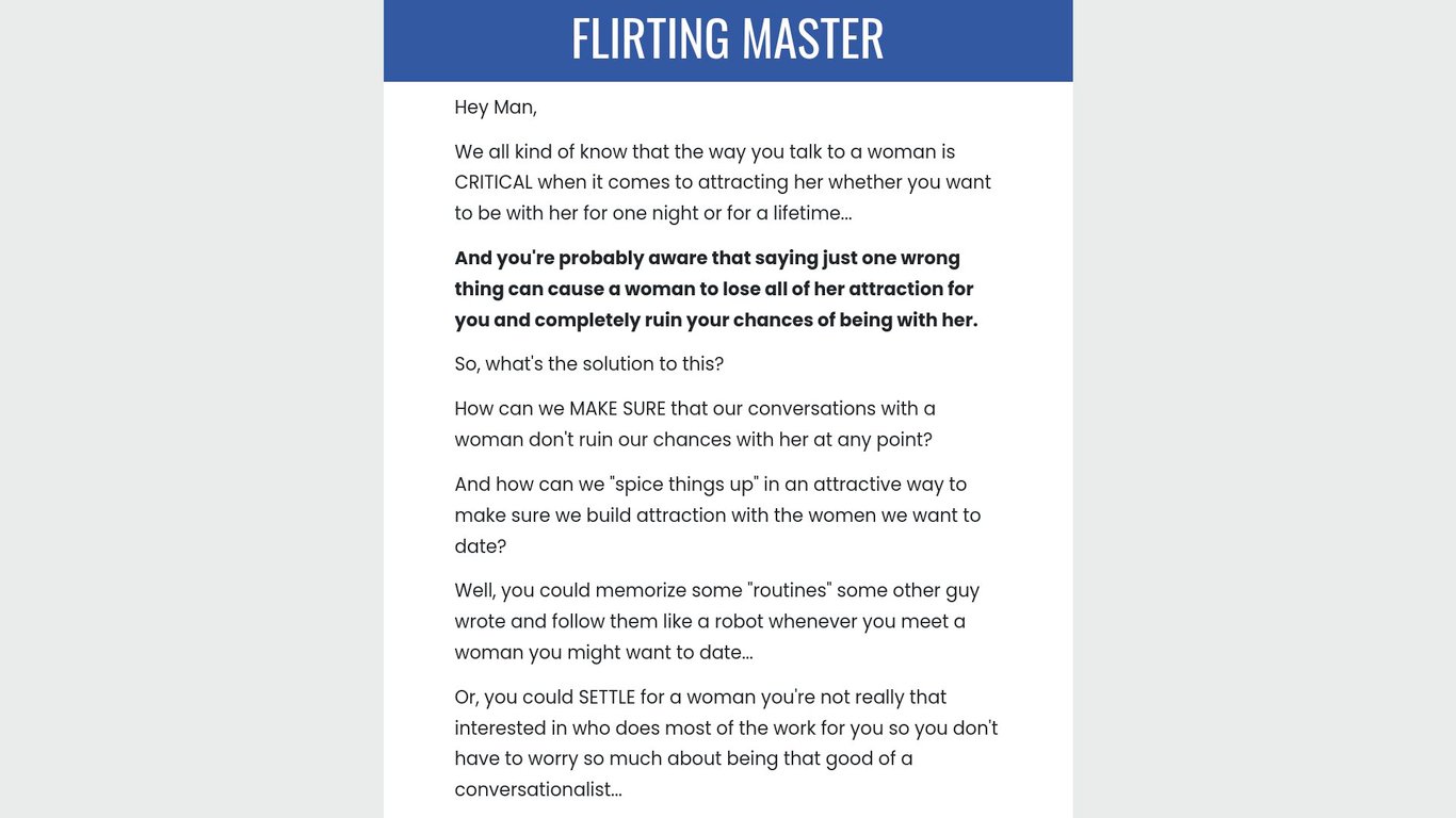 New FLIRTING MASTER Program for Men Converts Warm and Cold Traffic...