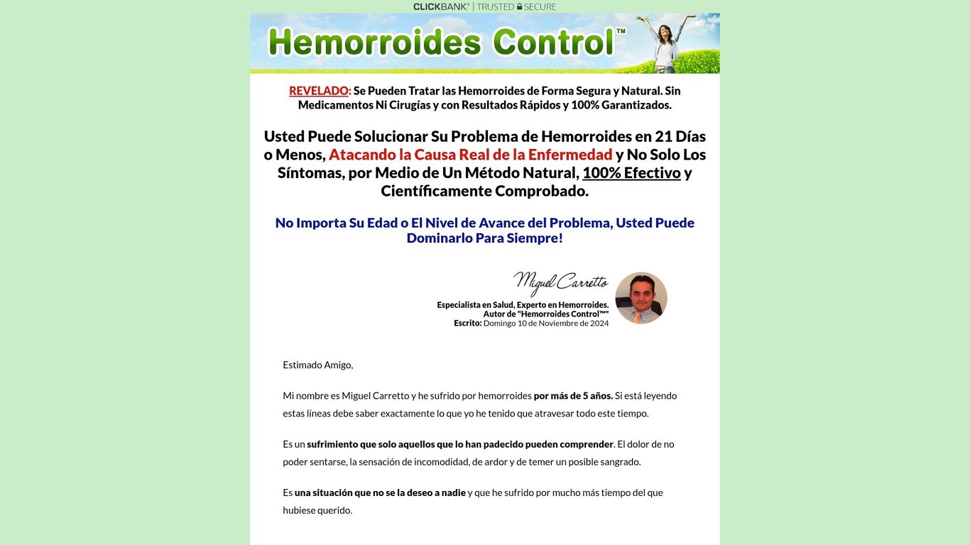 Hemorroides Control - 90% de Comisión!