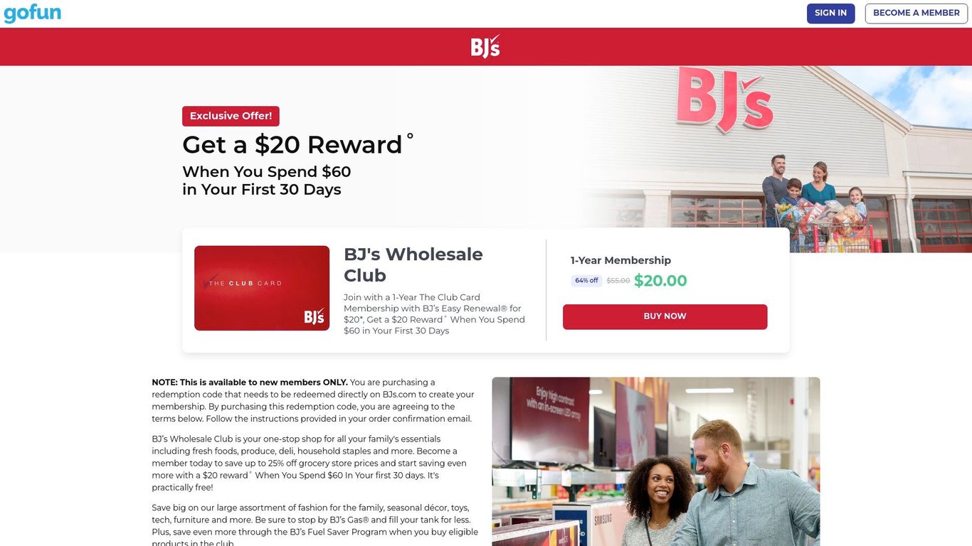 **NEW** BJS WHOLESALE MEMBERSHIP. TRUSTED BRANDED OFFER!!