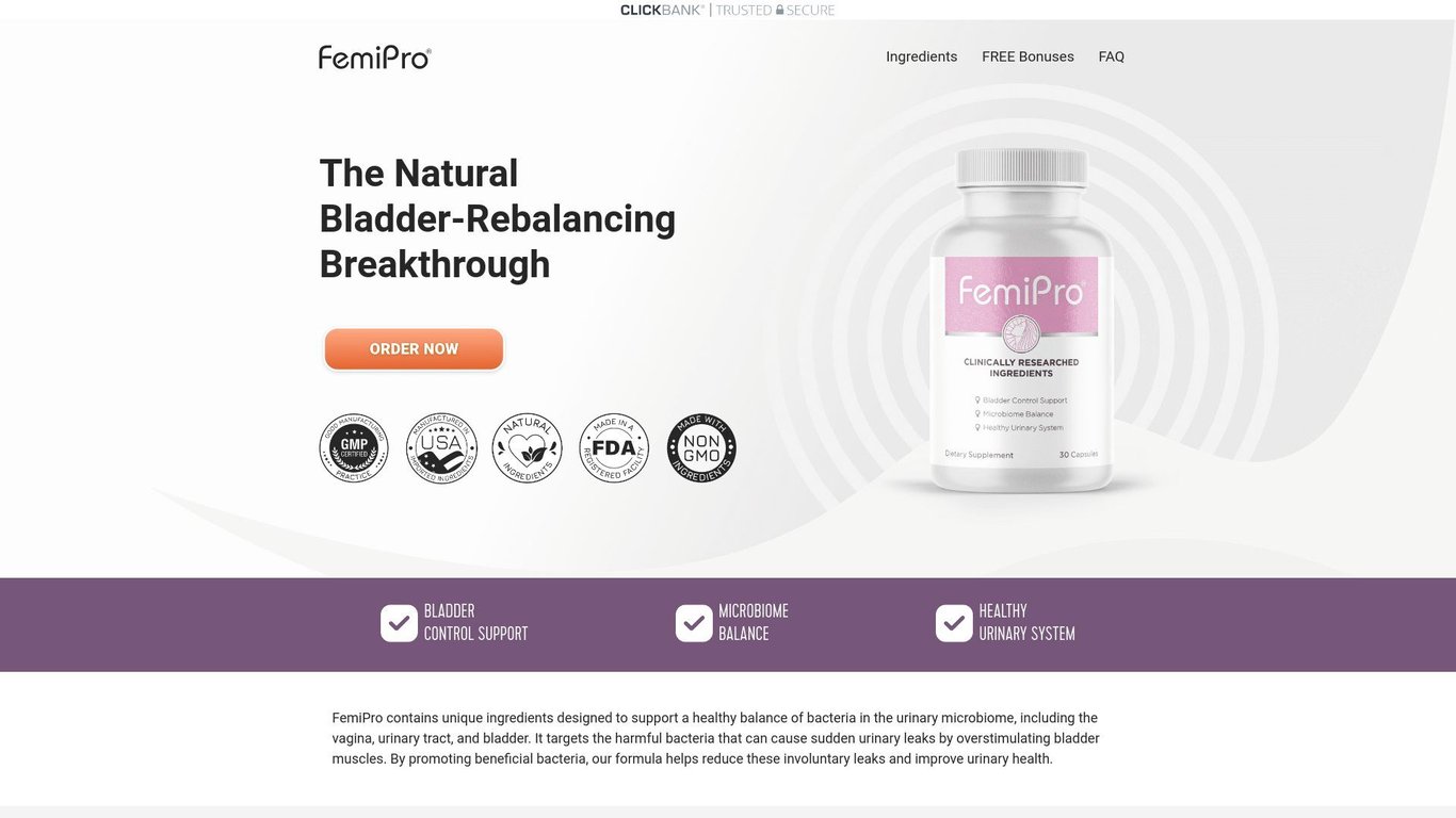 FemiPro - $4 EPC On Our Unique Pee Leaks Formula