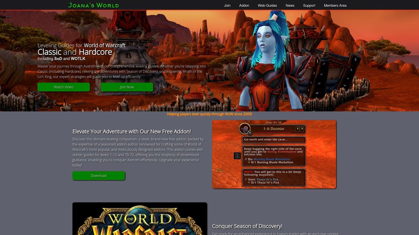 Joanas 1-60 Classic WoW Leveling Guides