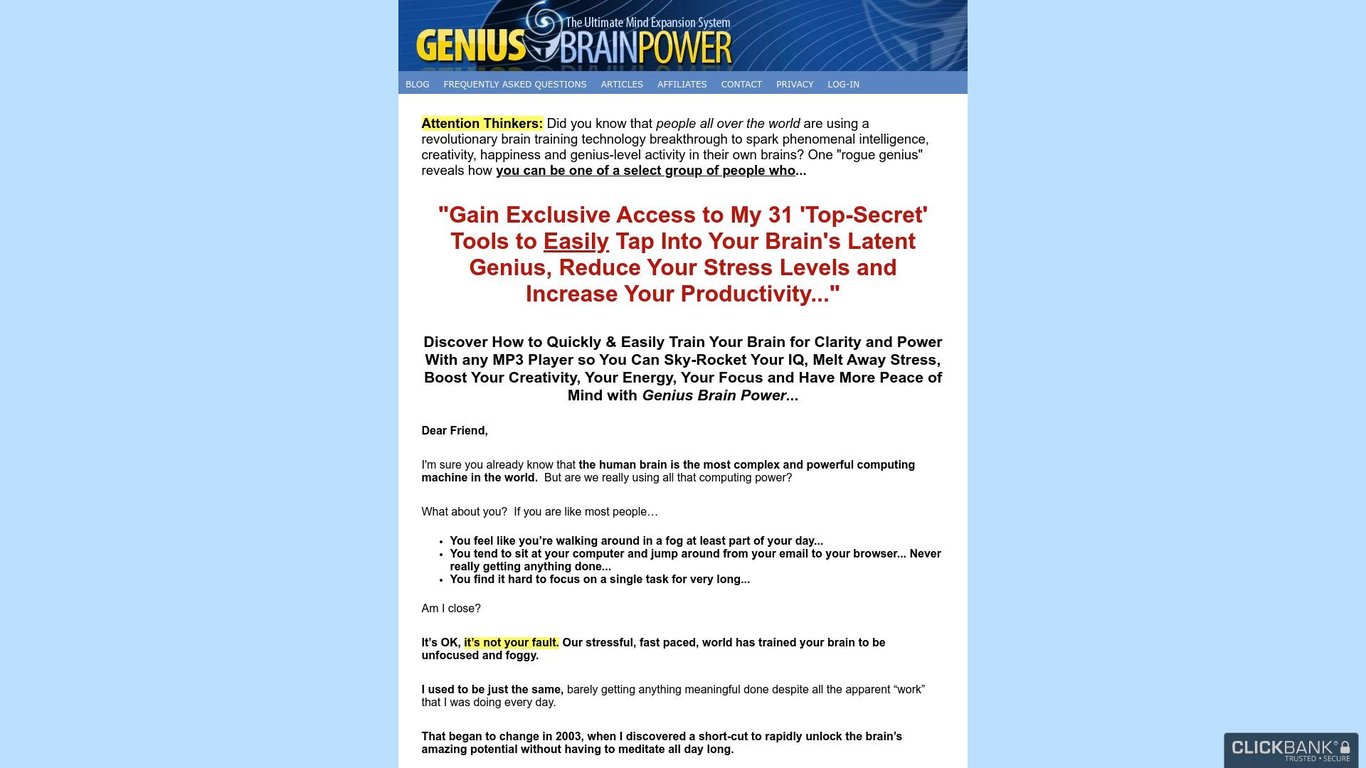 Genius Brain Power MP3 Audio Package