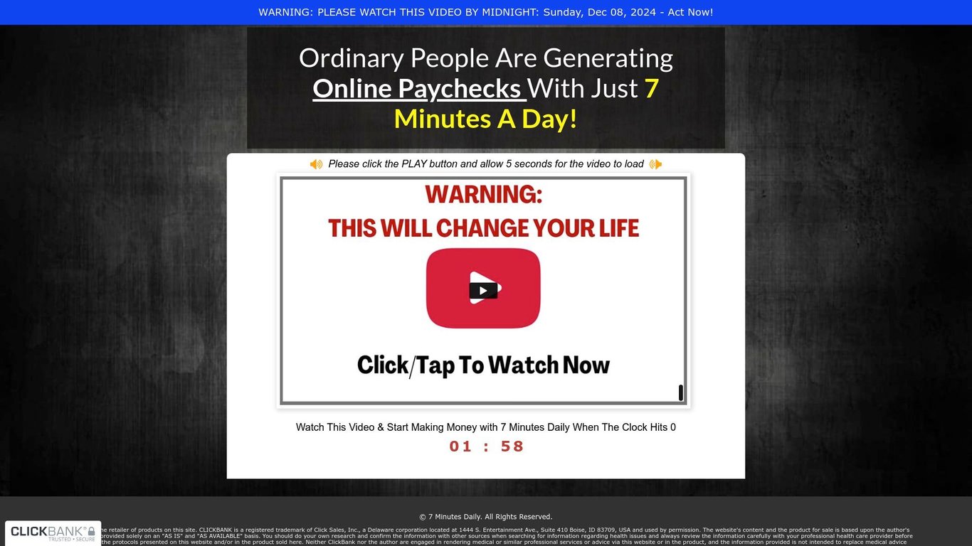 7 Minutes Daily - New Work From Home Offer