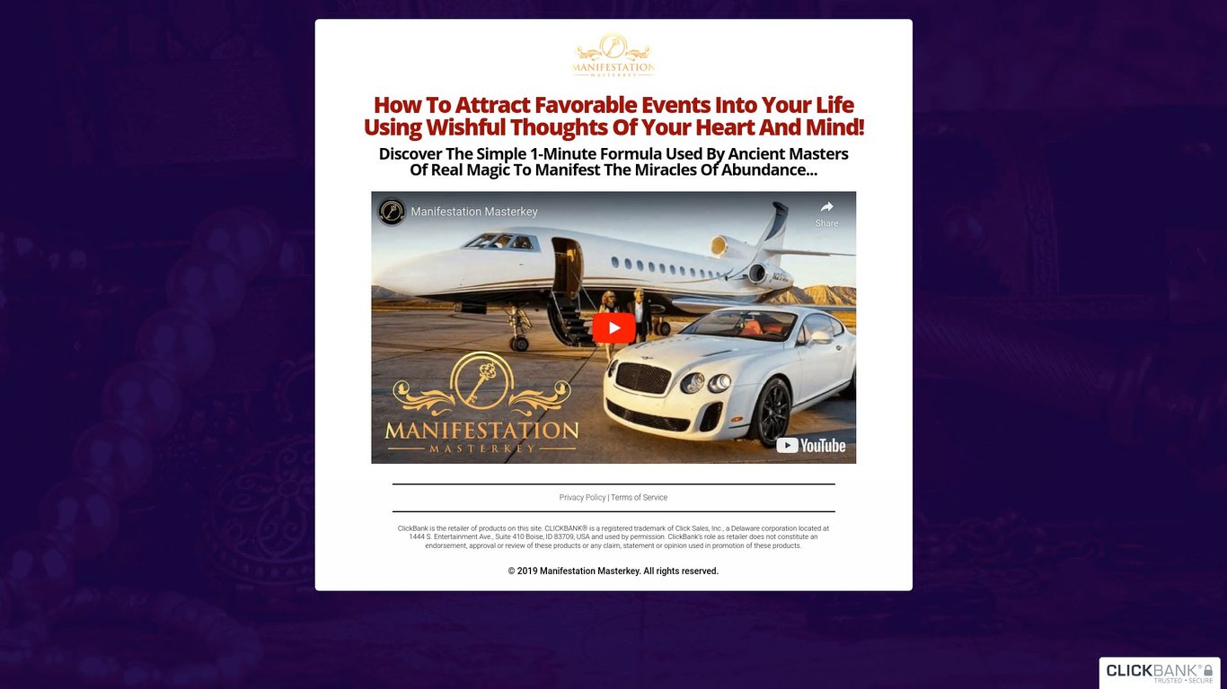 Manifestation Masterkey System with 10 Monthly Rebills