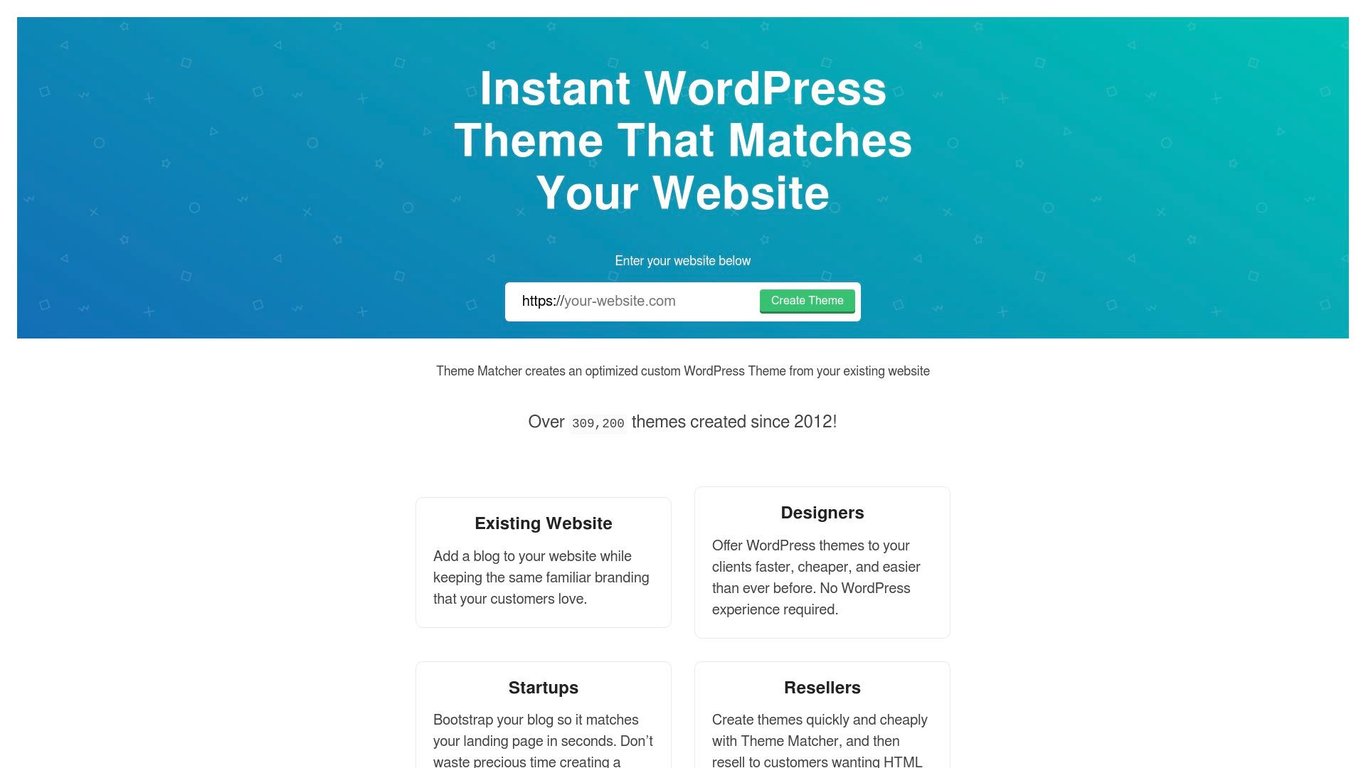 Instant Wordpess Theme To Match Your Existing Website Design!