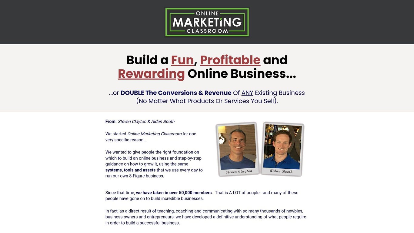 Online Marketing Classroom - Up To $748/sale!