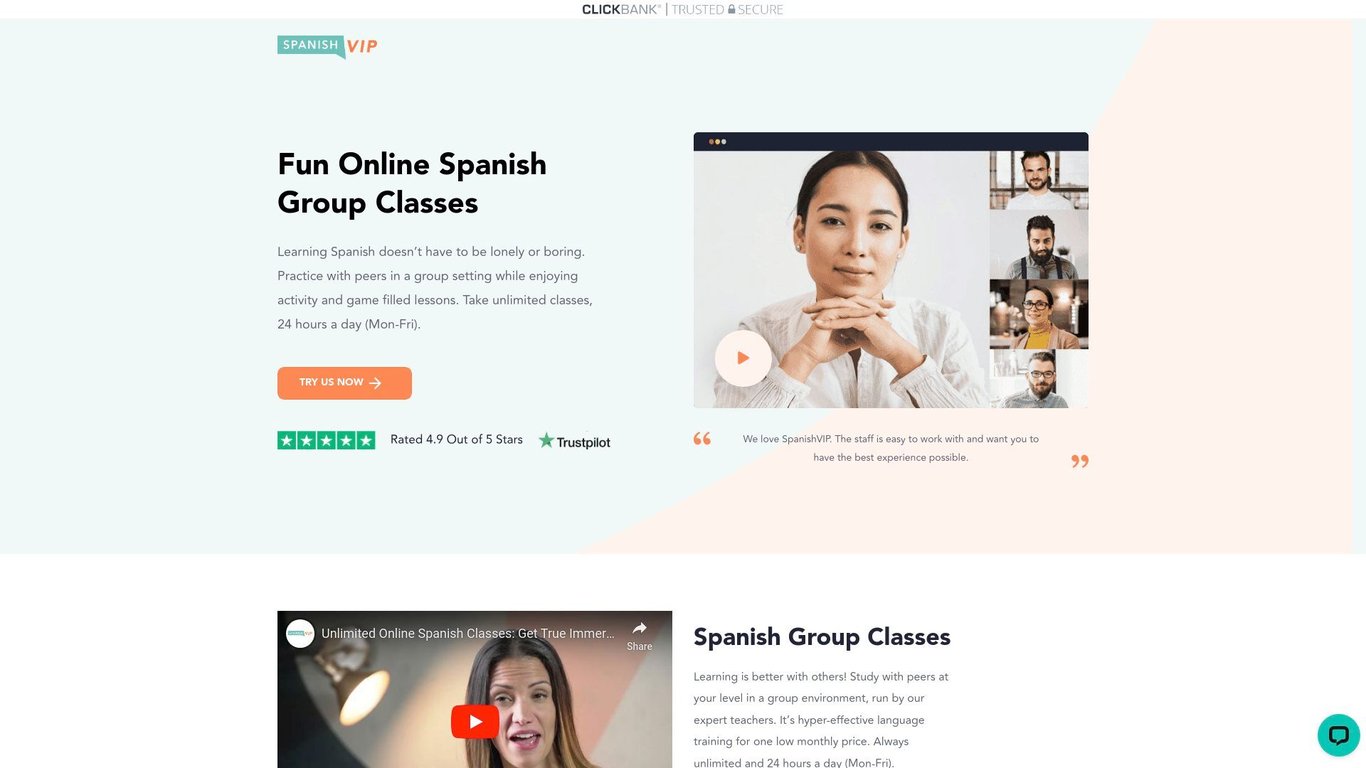 SpanishVIP: Unlimited Live Online Spanish Classes (Insane Commissions)