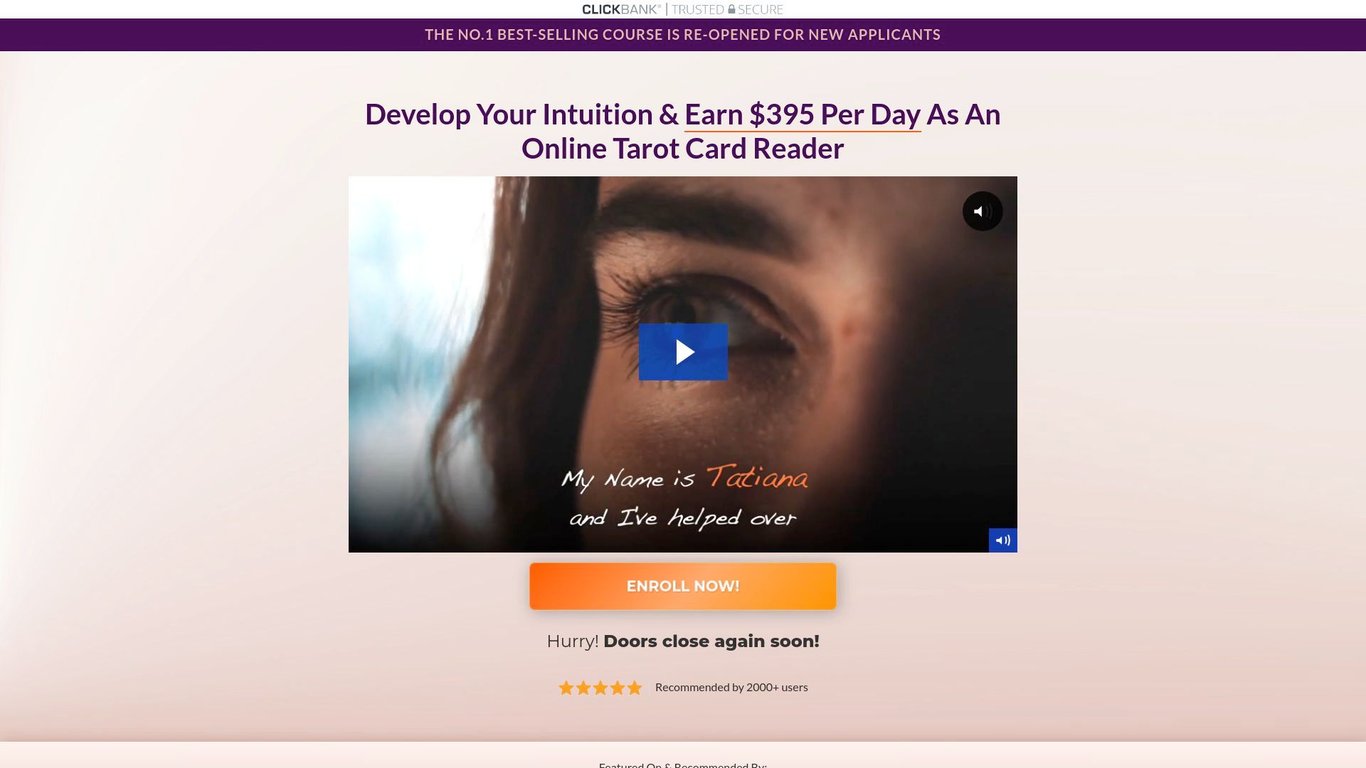 Awesome New Make Money Online Offer: Tatiana Tarot Reading Course